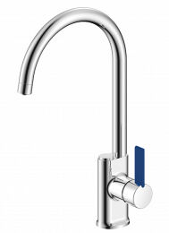 "ARGOTECH" Смеситель для кухни под питьевую воду BUTTON, хром/синий, d-35 монтаж - гайка