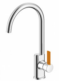 "ARGOTECH" Смеситель для кухни под питьевую воду BUTTON, хром/оранж, d-35 монтаж - гайка